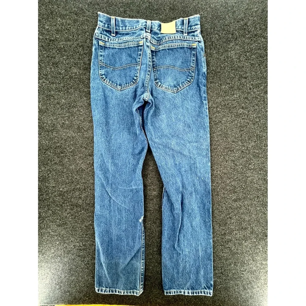 Lee Jeans Mens 32x31 Blue Denim Relaxed Fit Cotton Logo Straight Leg Medium Wash